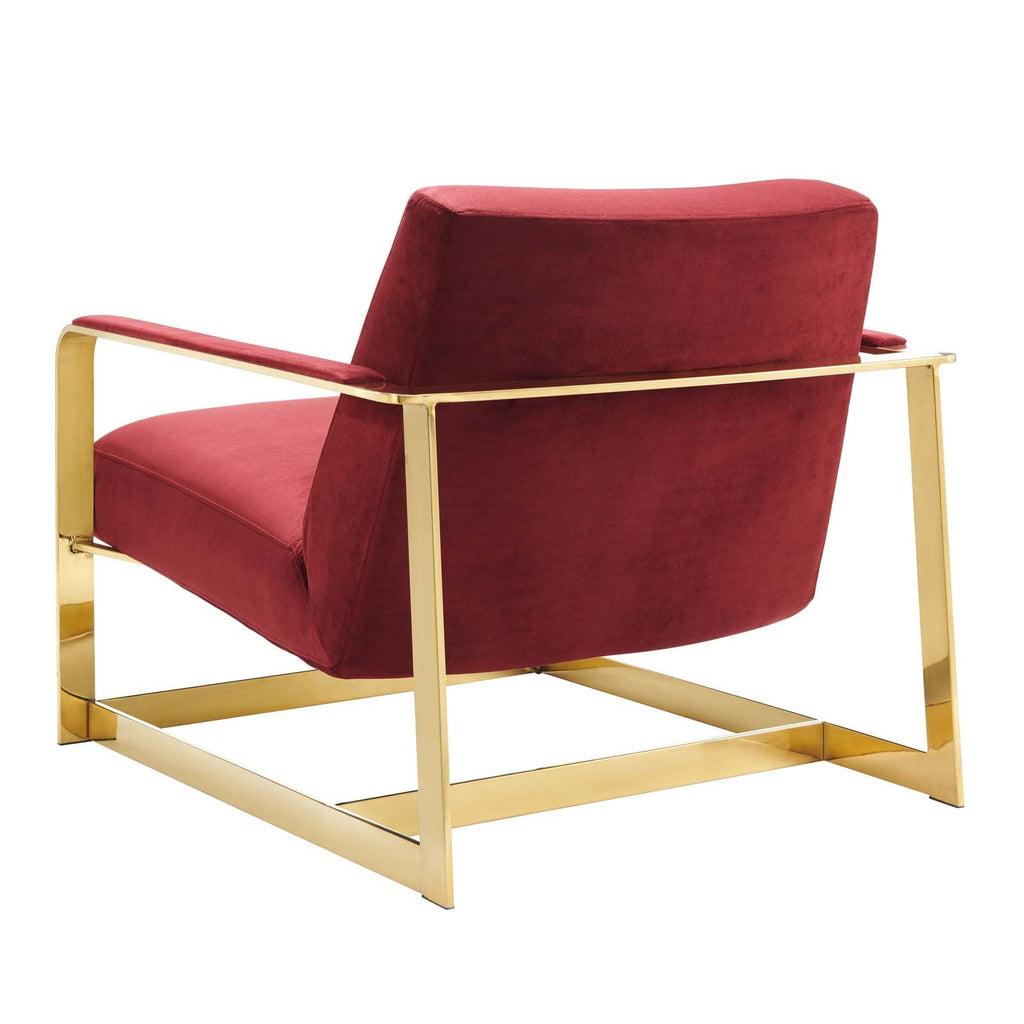 Seg Performance Velvet Accent Chair in Gold Maroon