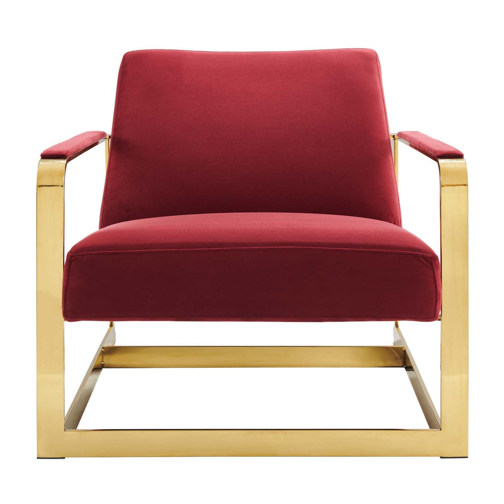 Seg Performance Velvet Accent Chair in Gold Maroon