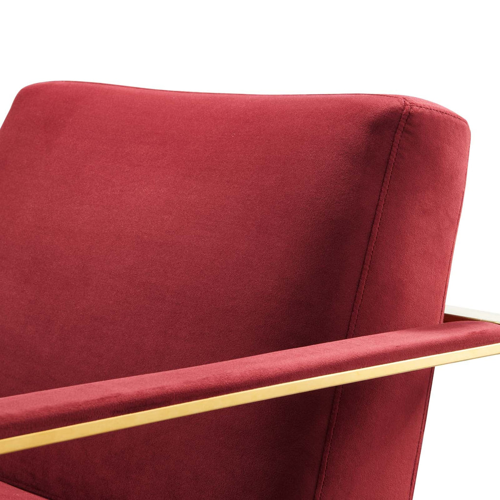 Seg Performance Velvet Accent Chair in Gold Maroon