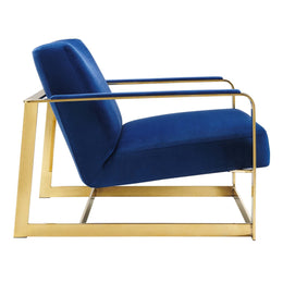 Seg Performance Velvet Accent Chair in Gold Navy