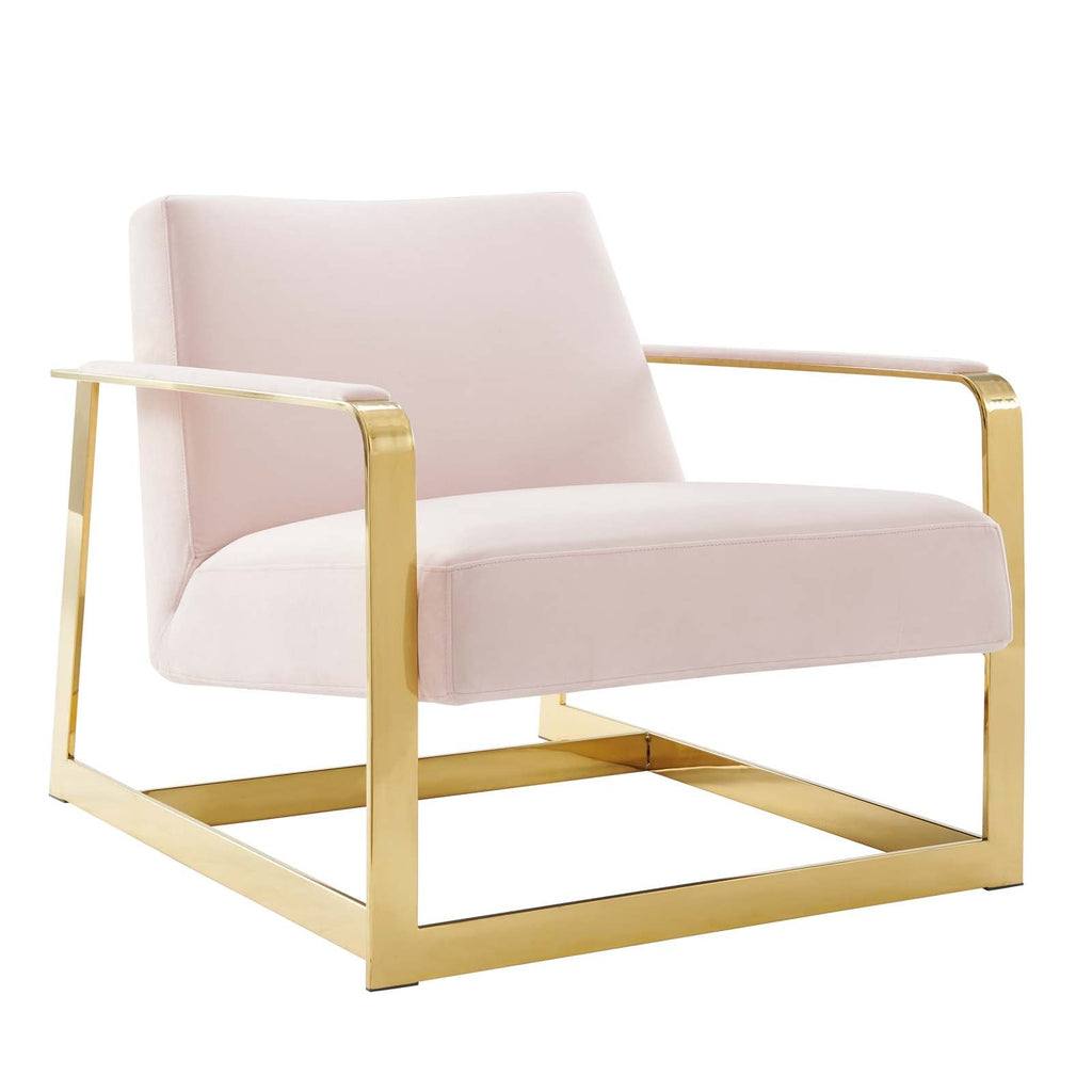 Seg Performance Velvet Accent Chair in Gold Pink