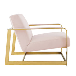 Seg Performance Velvet Accent Chair in Gold Pink