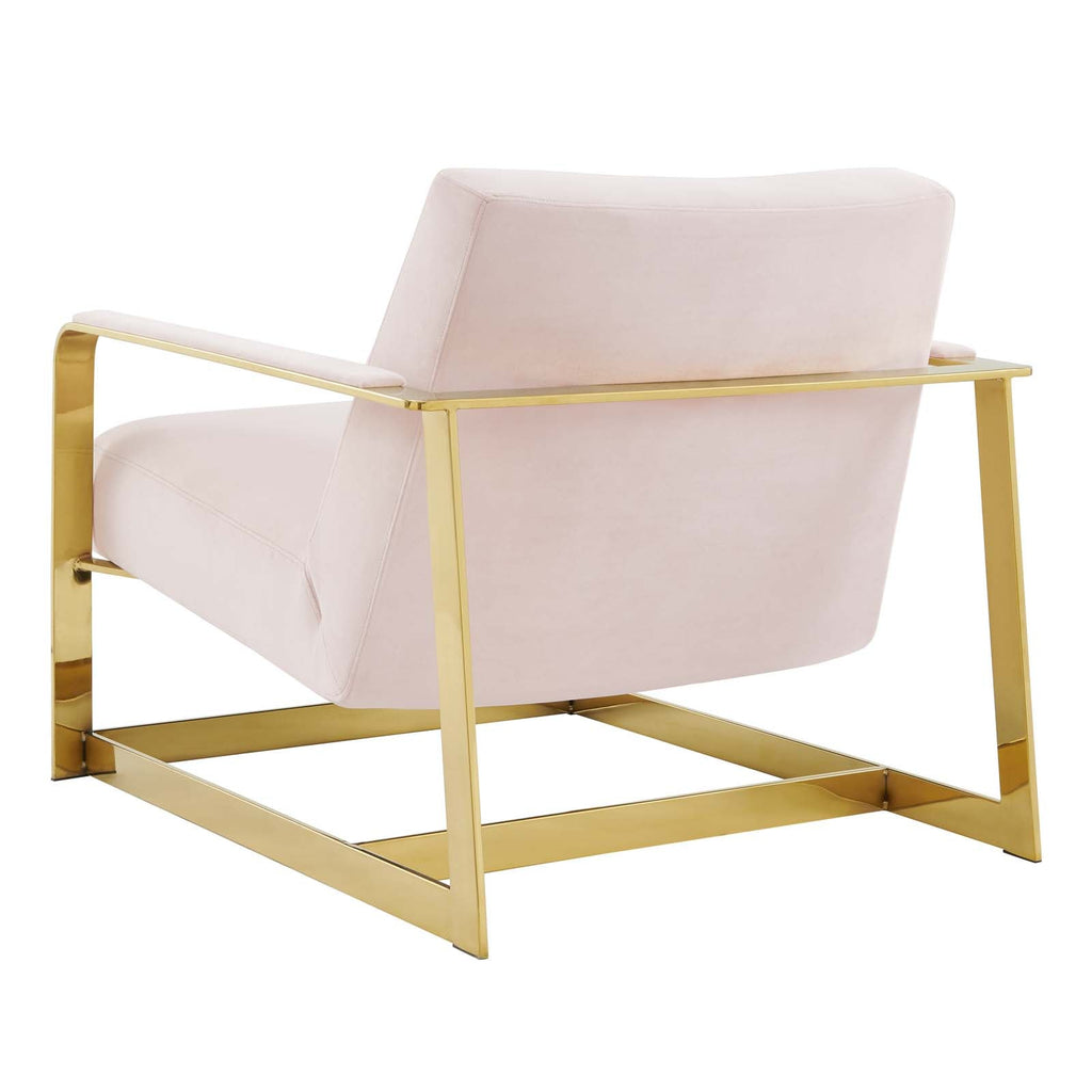 Seg Performance Velvet Accent Chair in Gold Pink