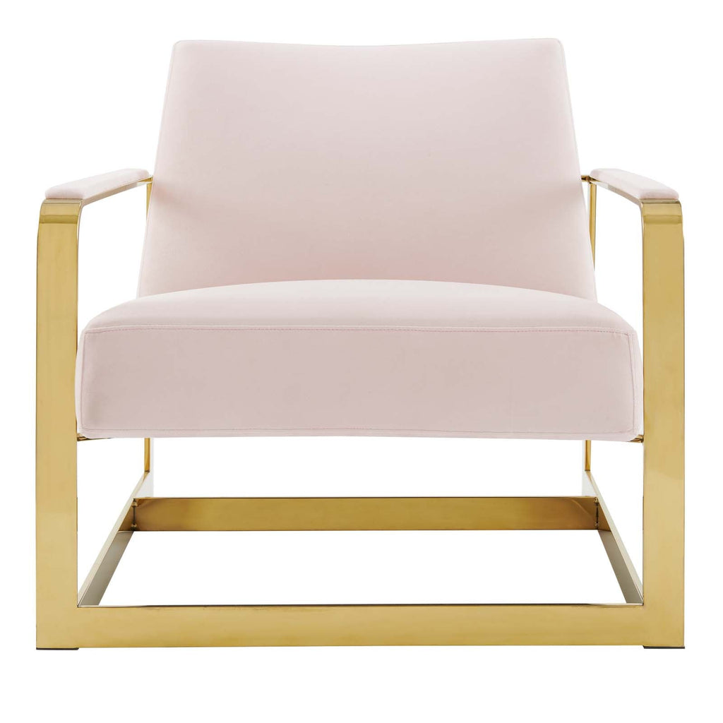 Seg Performance Velvet Accent Chair in Gold Pink