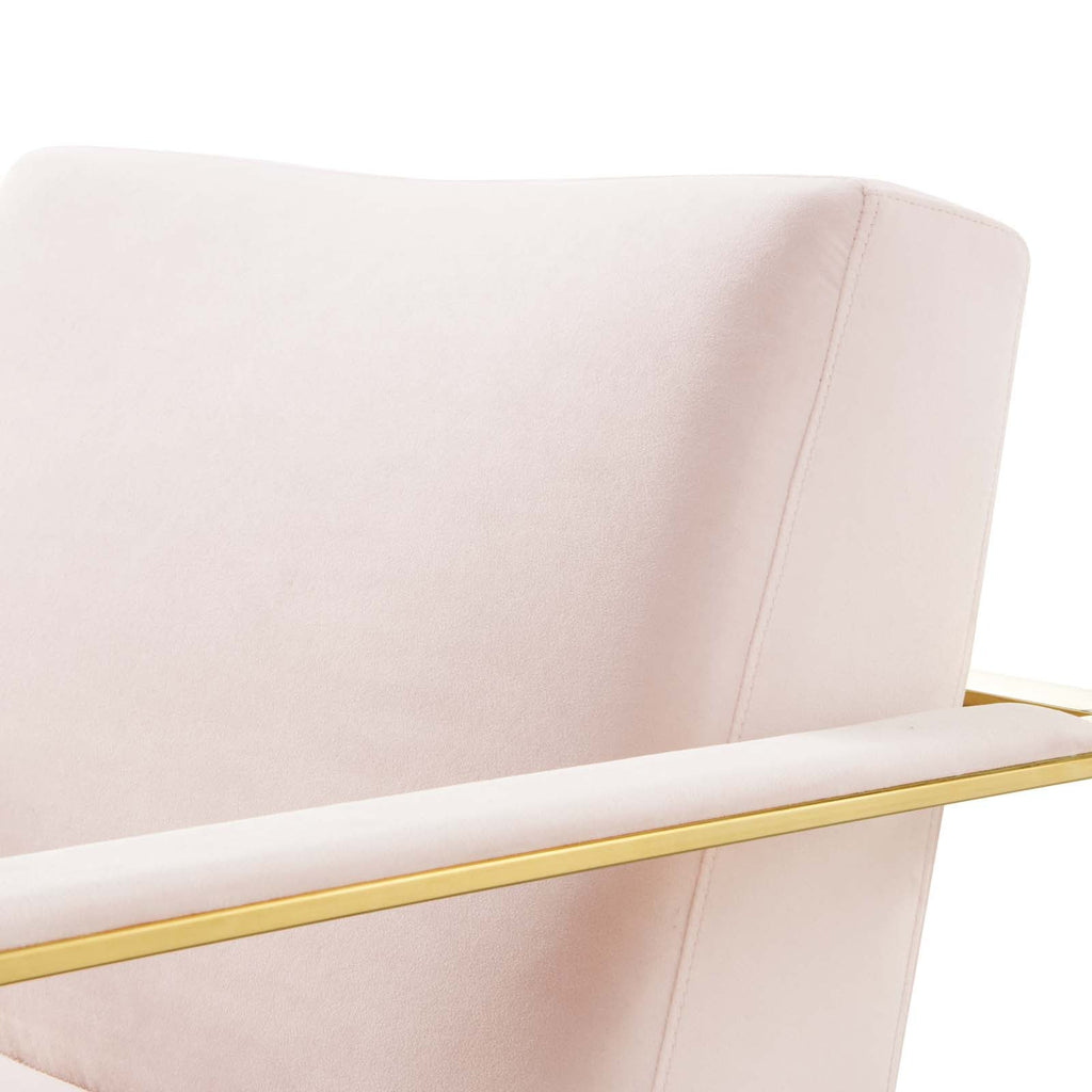 Seg Performance Velvet Accent Chair in Gold Pink