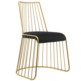 Rivulet Gold Stainless Steel Performance Velvet Dining Chair Set of 2 in Gold Black