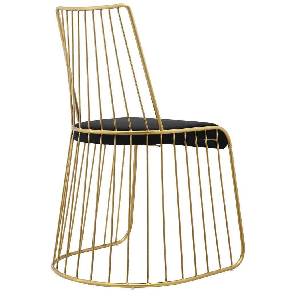 Rivulet Gold Stainless Steel Performance Velvet Dining Chair Set of 2 in Gold Black