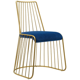 Rivulet Gold Stainless Steel Performance Velvet Dining Chair Set of 2 in Gold Navy