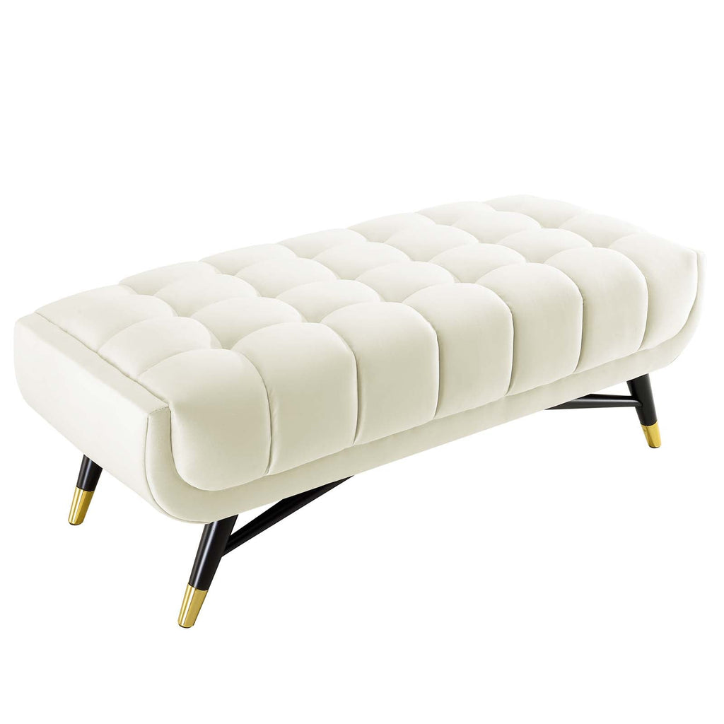 Adept 47.5" Performance Velvet Bench in Ivory