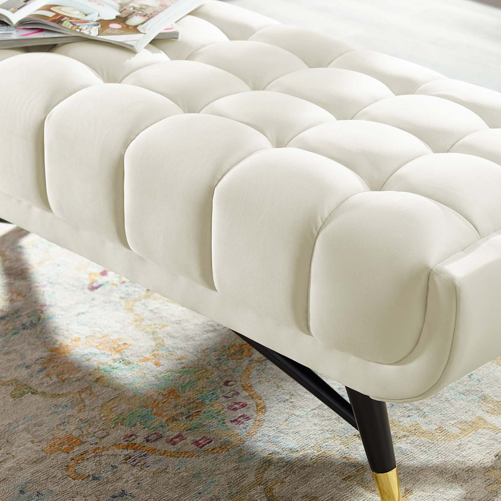 Adept 47.5" Performance Velvet Bench in Ivory