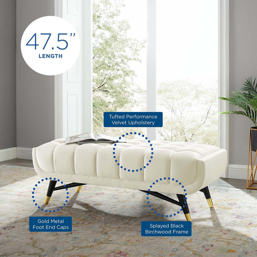 Adept 47.5" Performance Velvet Bench in Ivory