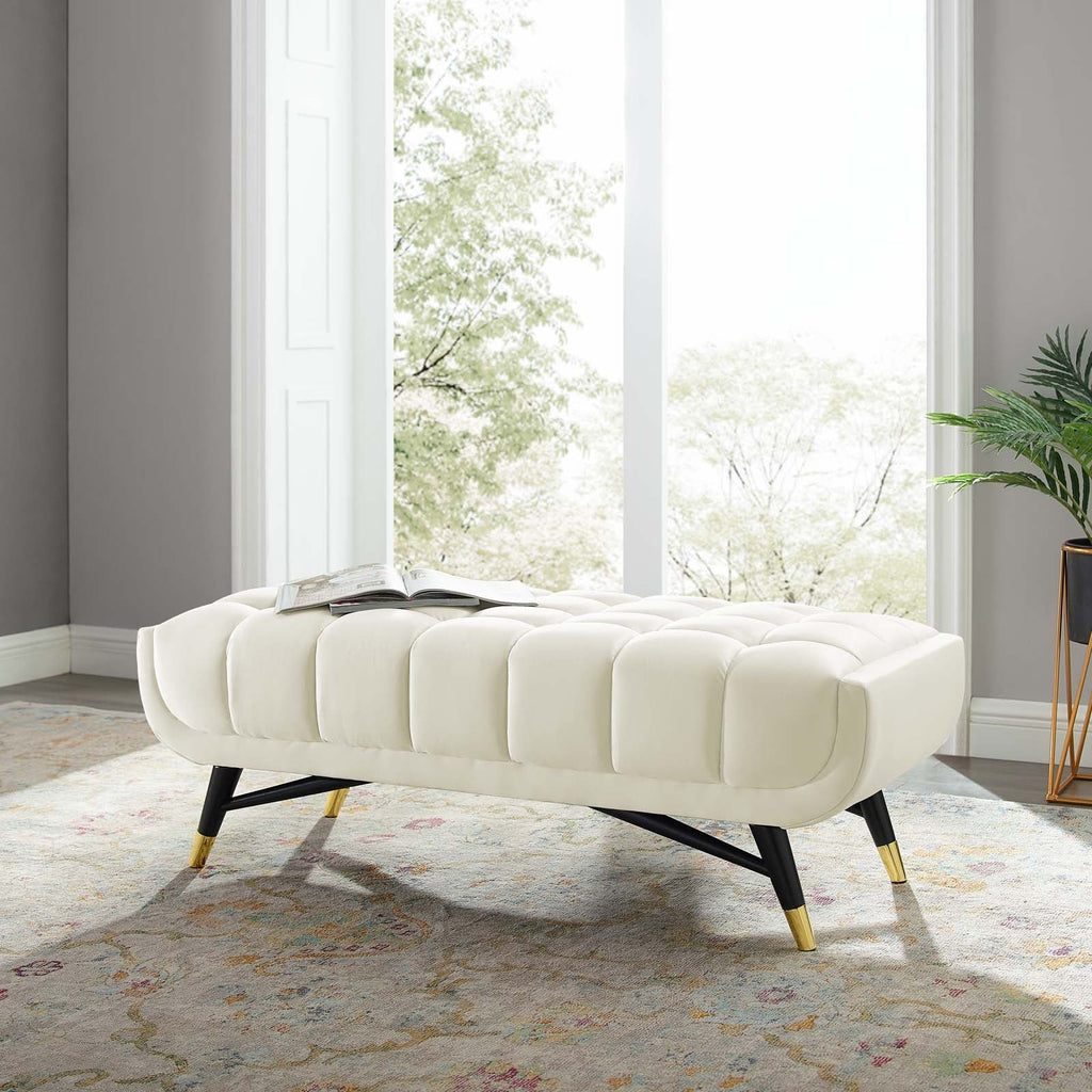 Adept 47.5" Performance Velvet Bench in Ivory