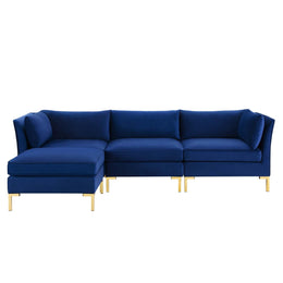 Ardent 4-Piece Performance Velvet Sectional Sofa in Navy