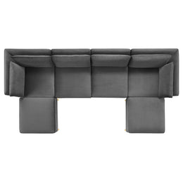 Ardent 6-Piece Performance Velvet Sectional Sofa in Gray-2