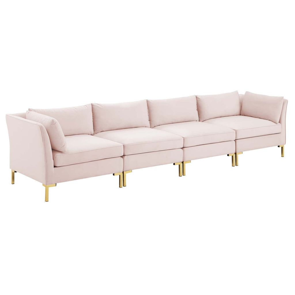 Ardent 4-Seater Performance Velvet Sofa in Pink