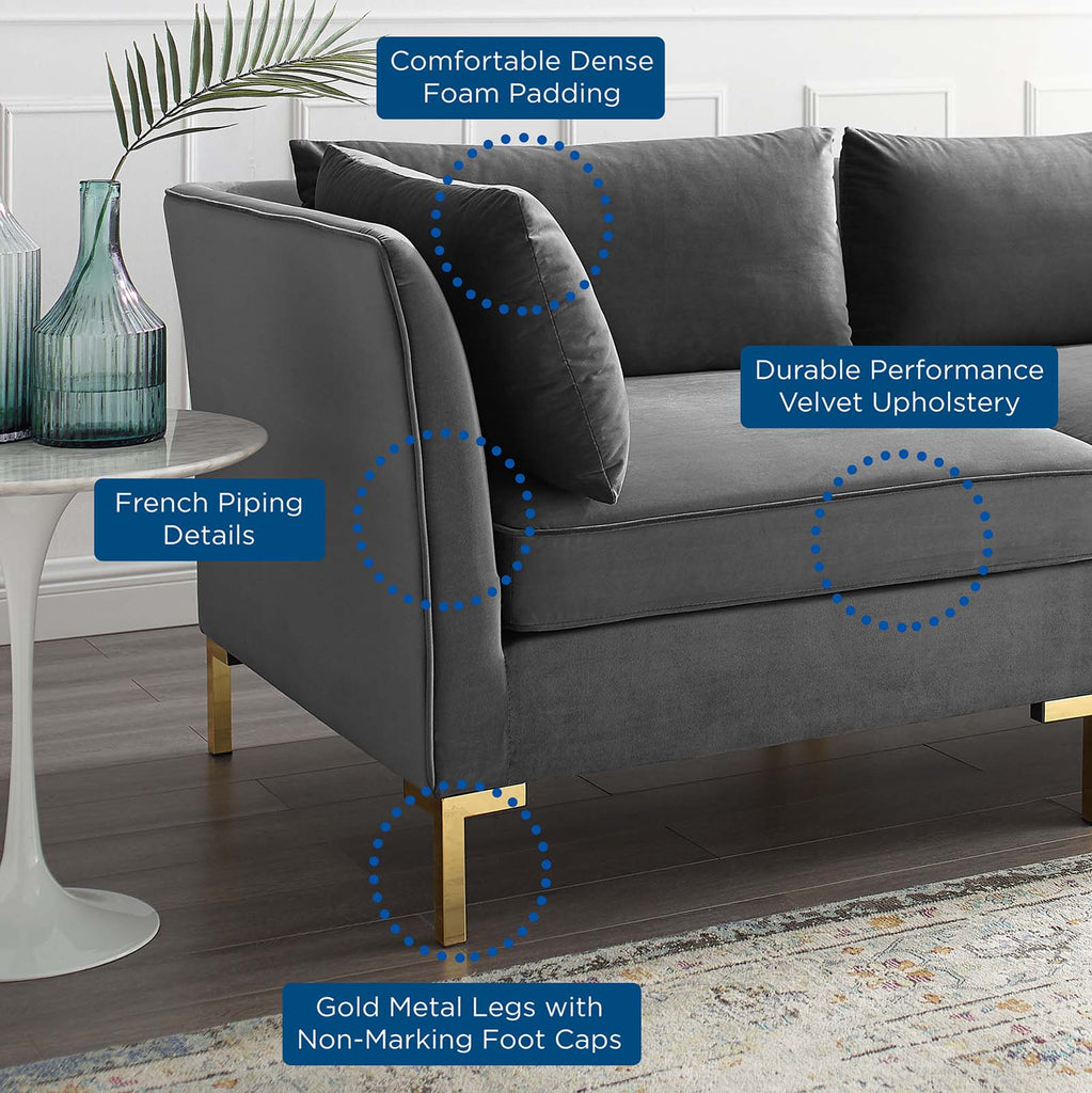 Ardent 5-Piece Performance Velvet Sectional Sofa in Gray-2