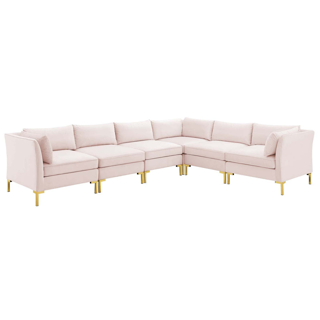 Ardent 6-Piece Performance Velvet Sectional Sofa in Pink-1
