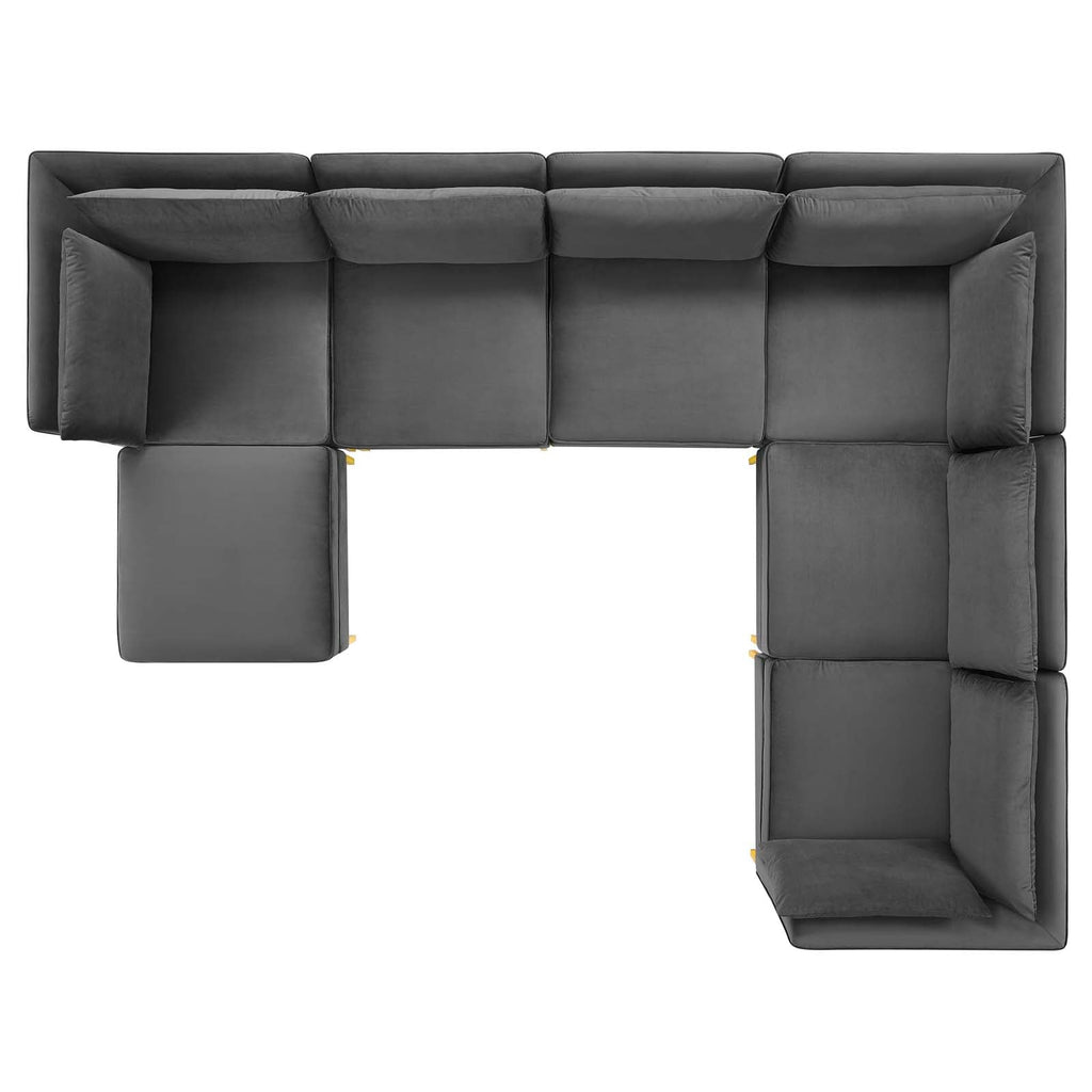 Ardent 7-Piece Performance Velvet Sectional Sofa in Gray