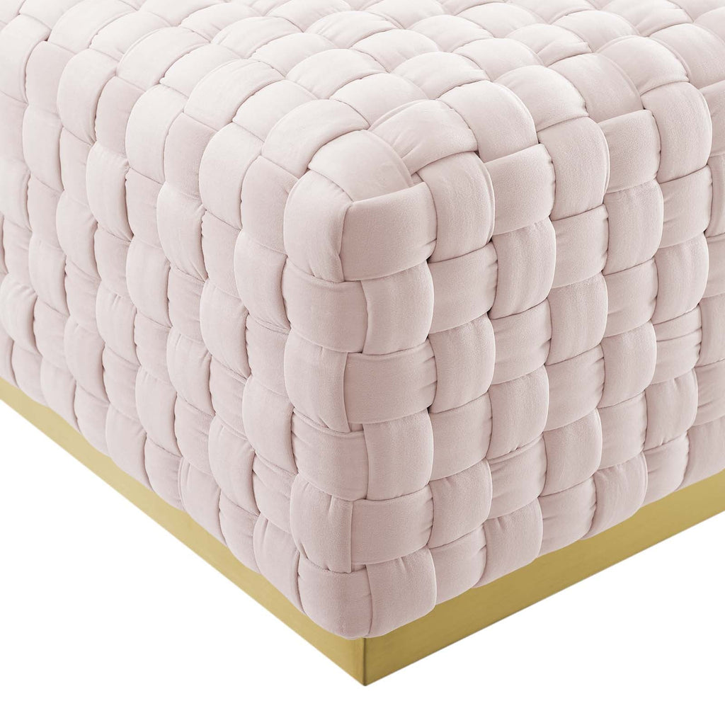 Florence Square Performance Velvet Ottoman in Pink