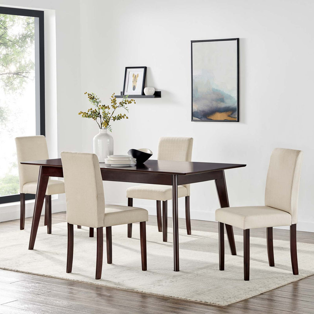 Prosper 5 Piece Upholstered Fabric Dining Set in Cappuccino Beige-2