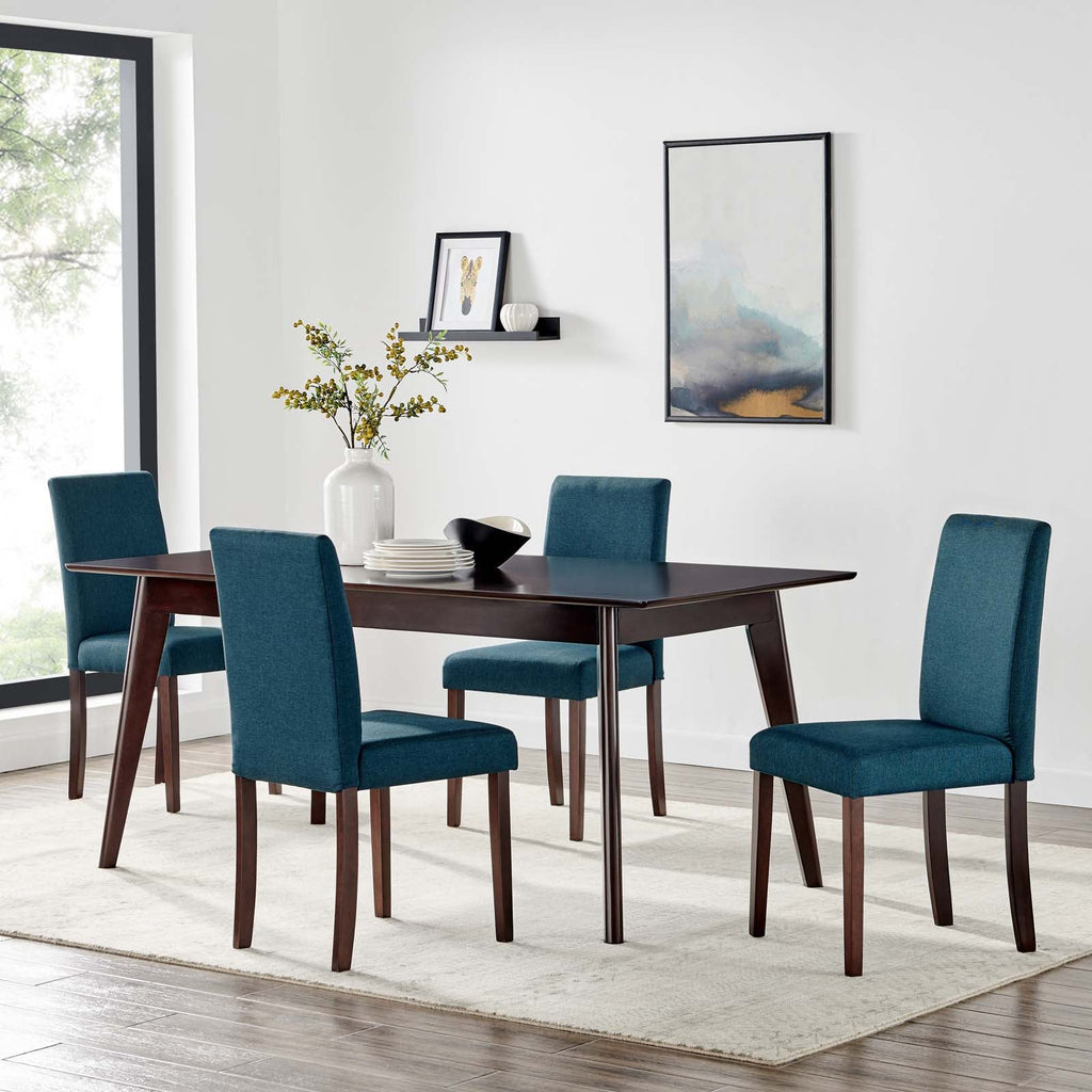 Prosper 5 Piece Upholstered Fabric Dining Set in Cappuccino Blue-2