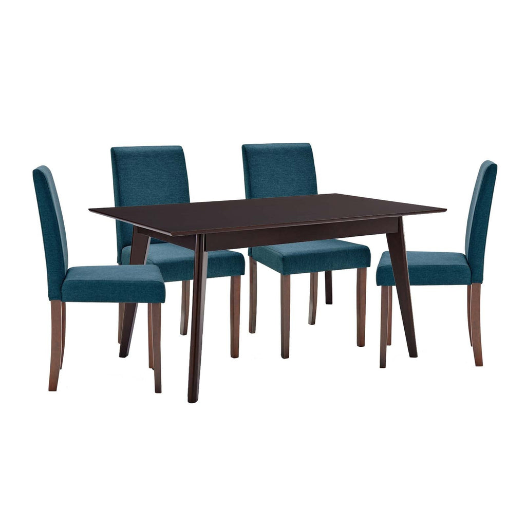 Prosper 5 Piece Upholstered Fabric Dining Set in Cappuccino Blue-2