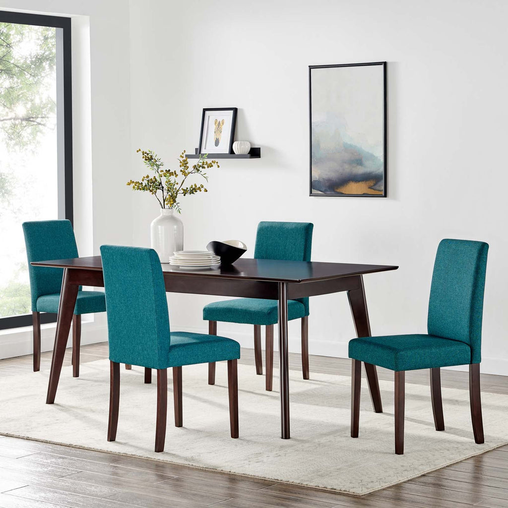 Prosper 5 Piece Upholstered Fabric Dining Set in Cappuccino Teal-2