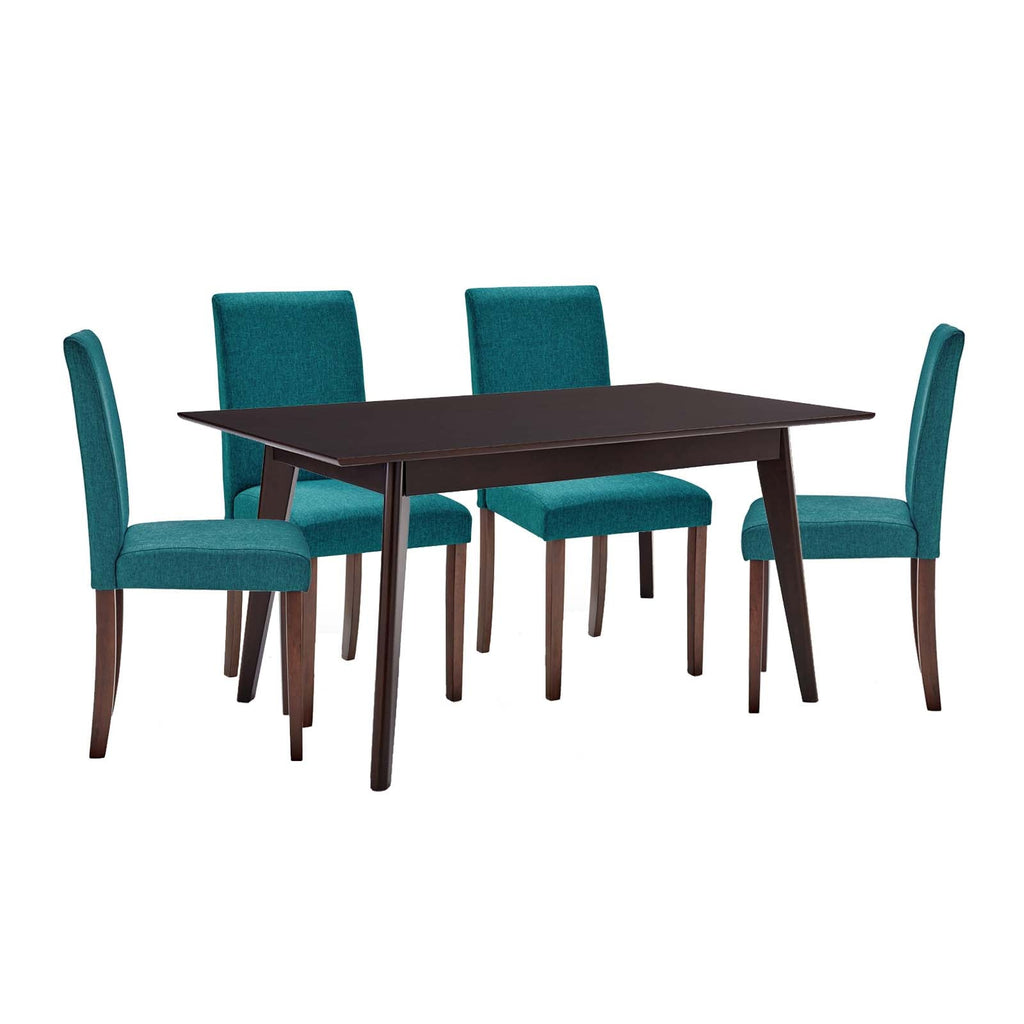 Prosper 5 Piece Upholstered Fabric Dining Set in Cappuccino Teal-2