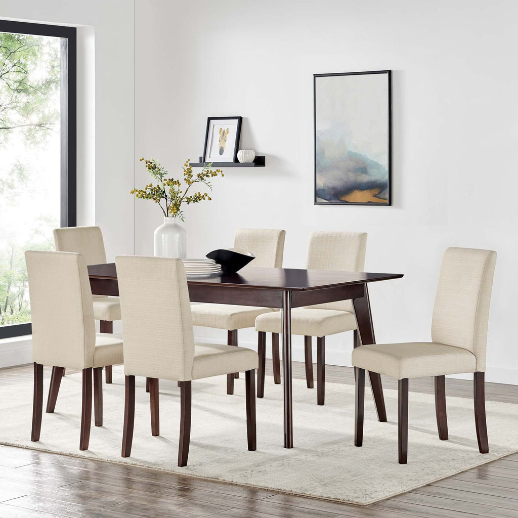 Prosper 7 Piece Upholstered Fabric Dining Set in Cappuccino Beige-1