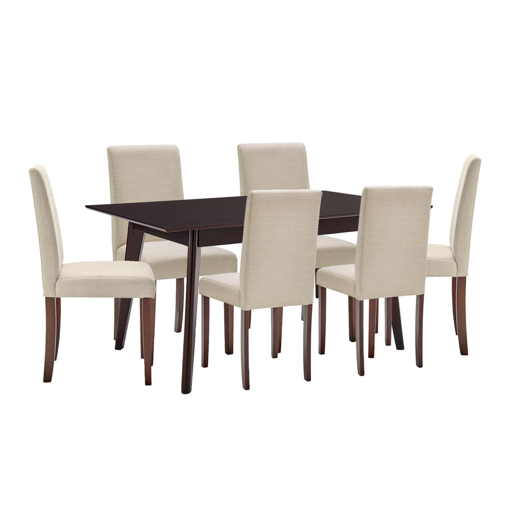 Prosper 7 Piece Upholstered Fabric Dining Set in Cappuccino Beige-1