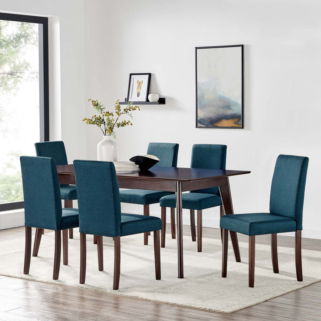 Prosper 7 Piece Upholstered Fabric Dining Set in Cappuccino Blue-1