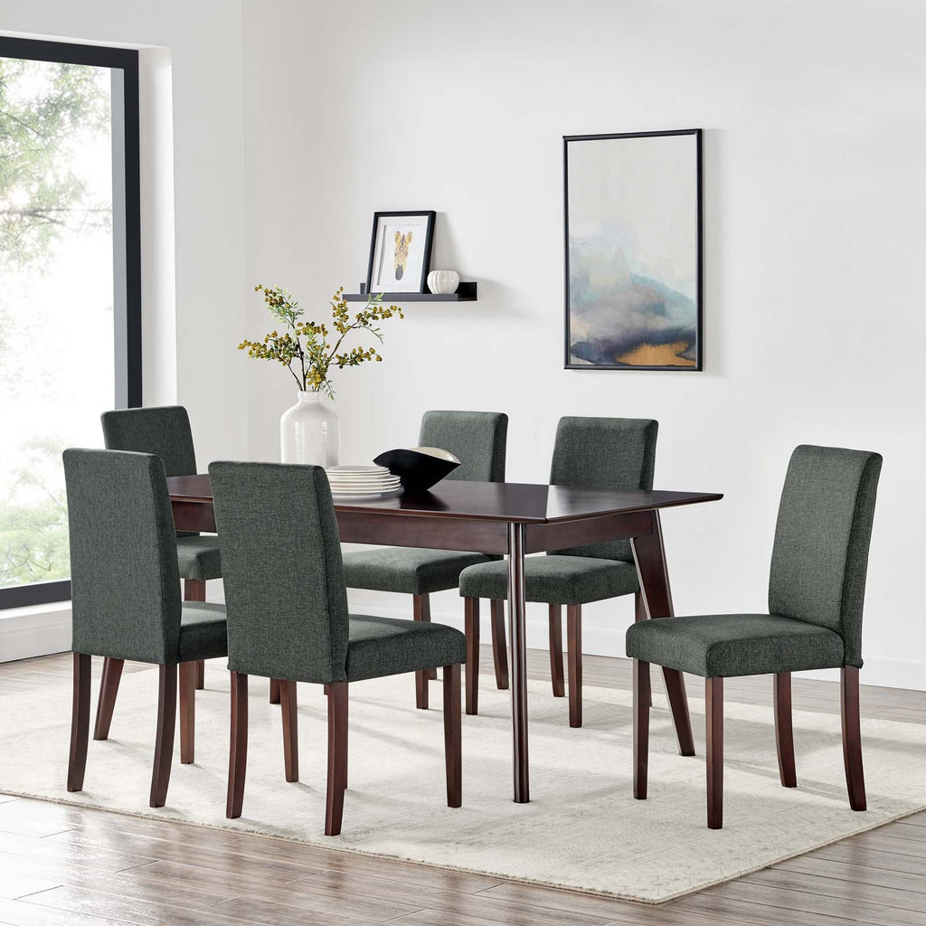 Prosper 7 Piece Upholstered Fabric Dining Set in Cappuccino Gray-1