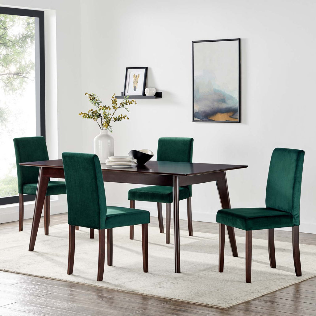 Prosper 5 Piece Upholstered Velvet Dining Set in Cappuccino Green-2