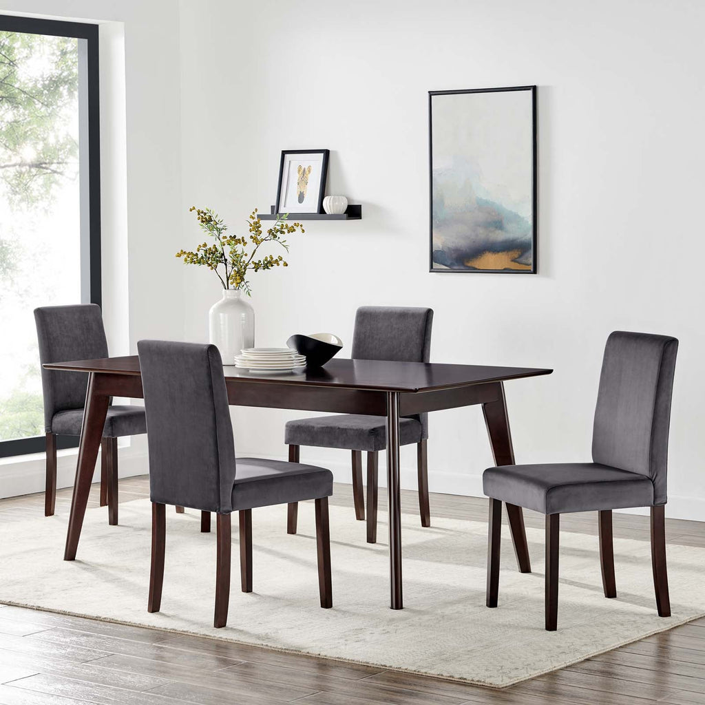 Prosper 5 Piece Upholstered Velvet Dining Set in Cappuccino Gray-2