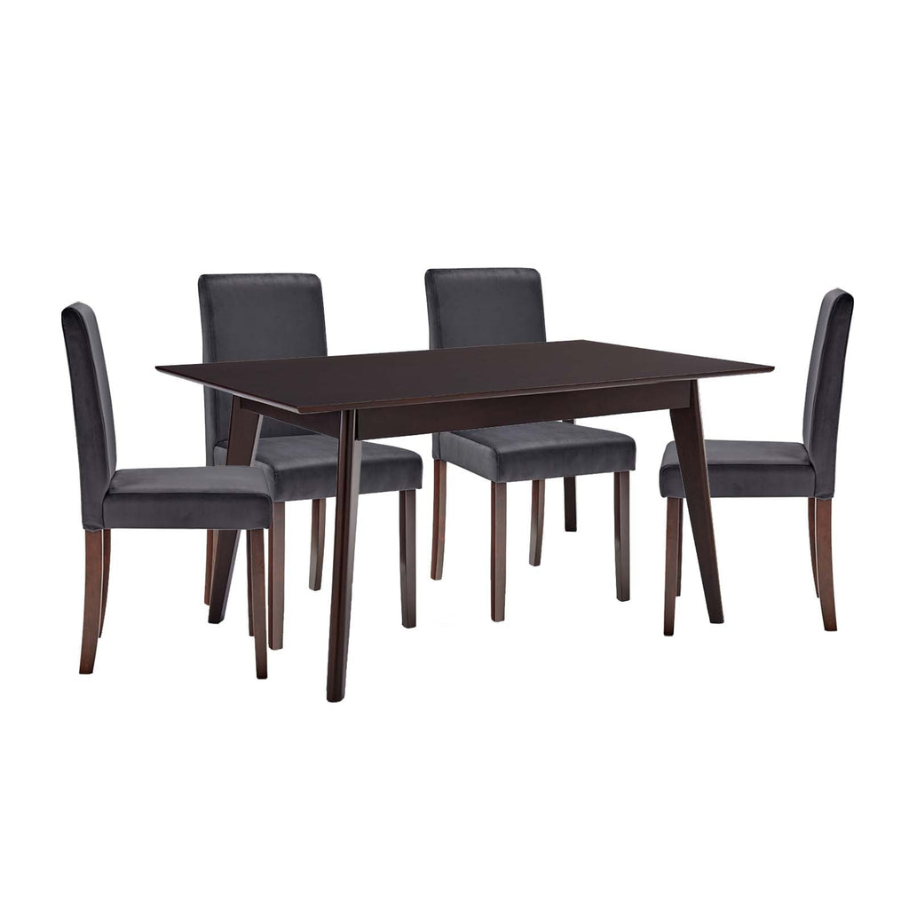 Prosper 5 Piece Upholstered Velvet Dining Set in Cappuccino Gray-2