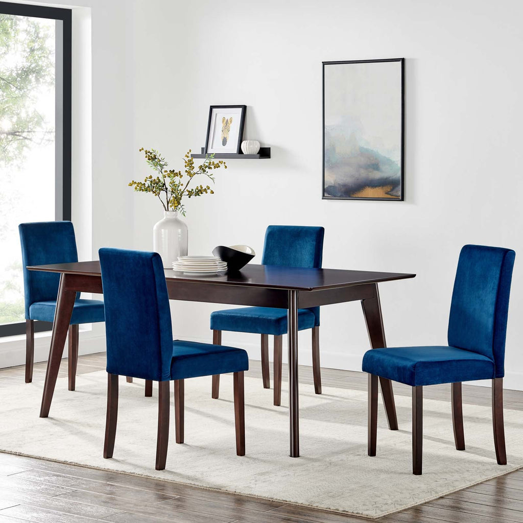 Prosper 5 Piece Upholstered Velvet Dining Set in Cappuccino Navy-2