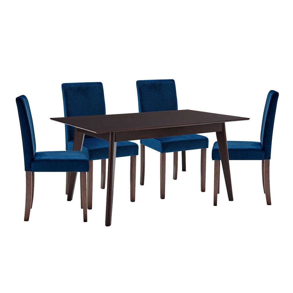 Prosper 5 Piece Upholstered Velvet Dining Set in Cappuccino Navy-2