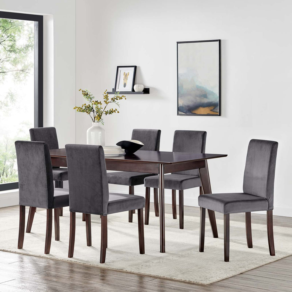 Prosper 7 Piece Upholstered Velvet Dining Set in Cappuccino Gray-1