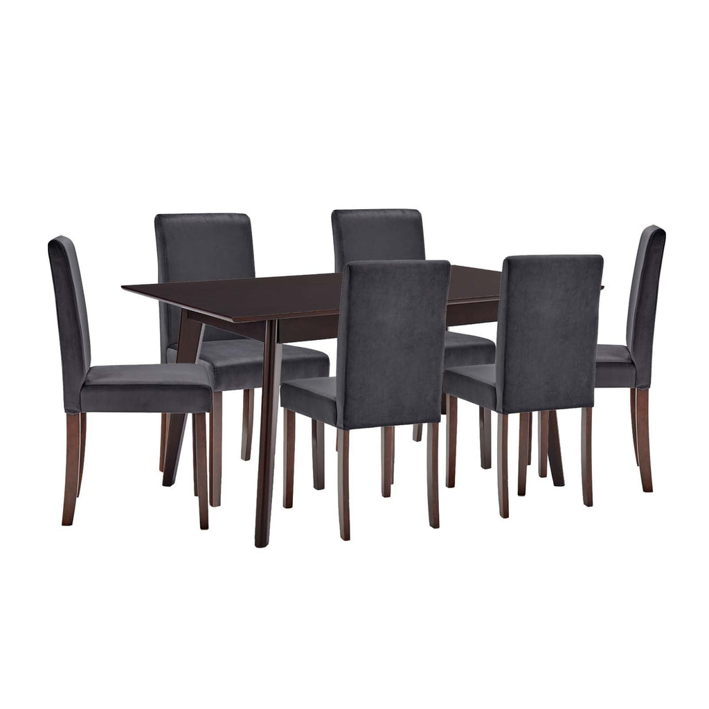 Prosper 7 Piece Upholstered Velvet Dining Set in Cappuccino Gray-1