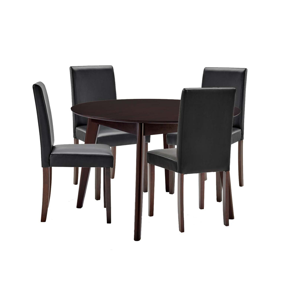 Prosper 5 Piece Faux Leather Dining Set in Cappuccino Black-1