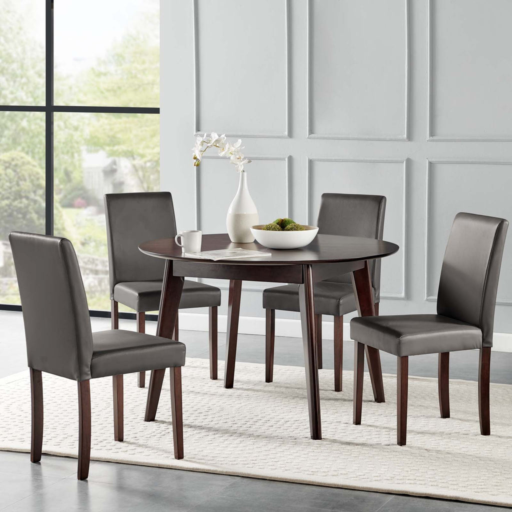 Prosper 5 Piece Faux Leather Dining Set in Cappuccino Gray-1