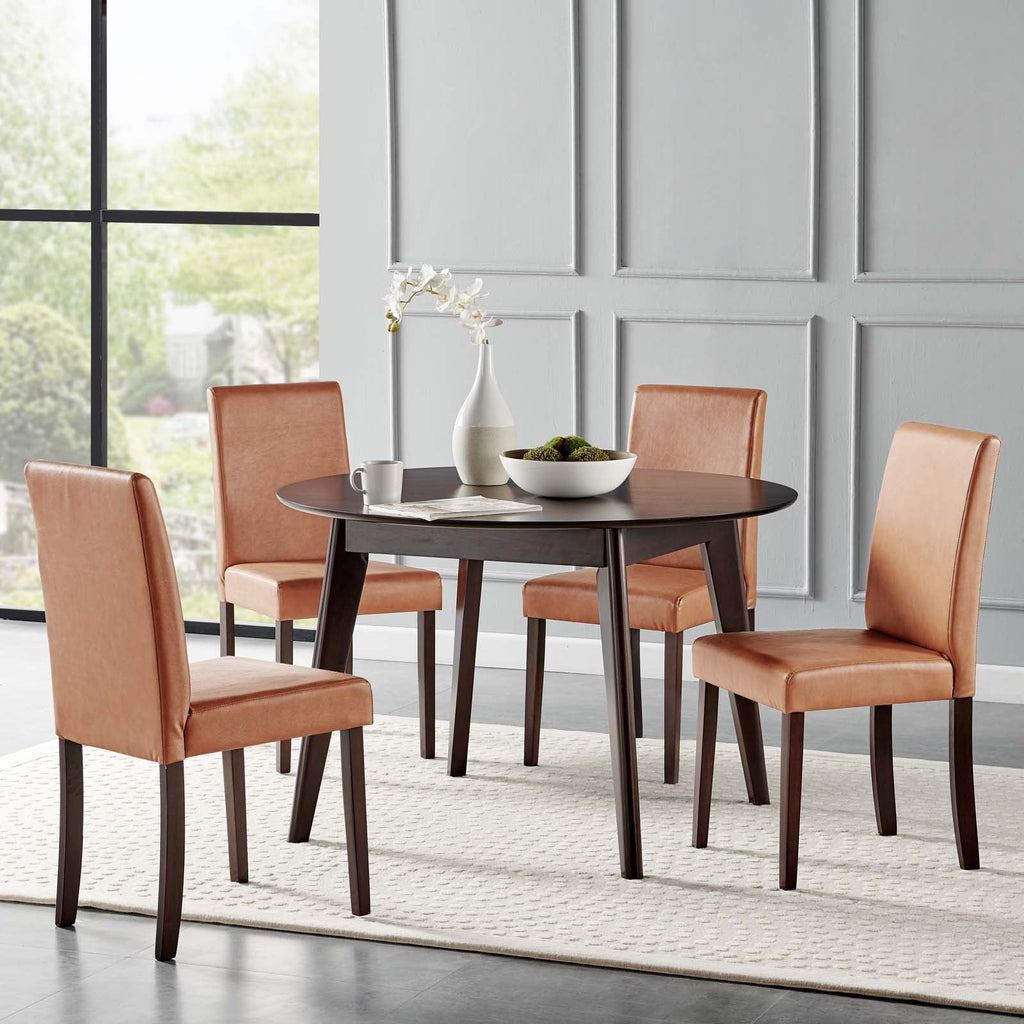 Prosper 5 Piece Faux Leather Dining Set in Cappuccino Tan-1