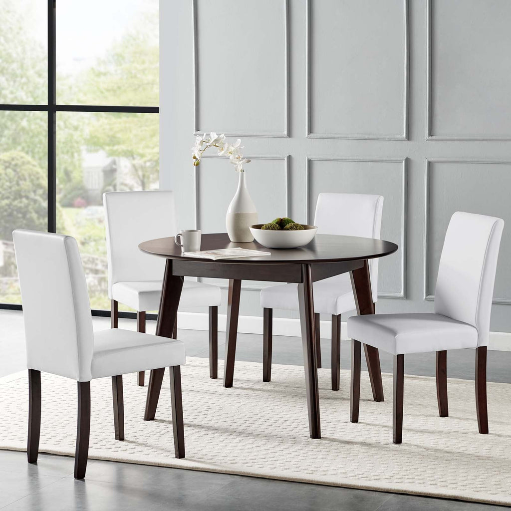 Prosper 5 Piece Faux Leather Dining Set in Cappuccino White-1