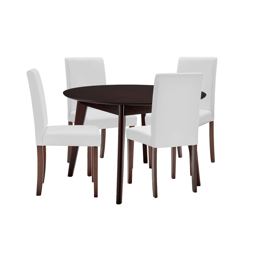 Prosper 5 Piece Faux Leather Dining Set in Cappuccino White-1
