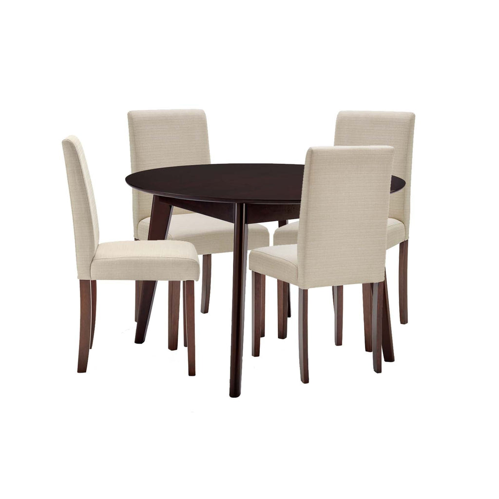 Prosper 5 Piece Upholstered Fabric Dining Set in Cappuccino Beige-1