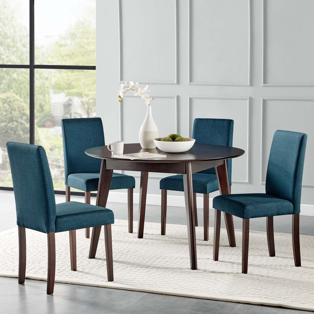 Prosper 5 Piece Upholstered Fabric Dining Set in Cappuccino Blue-1