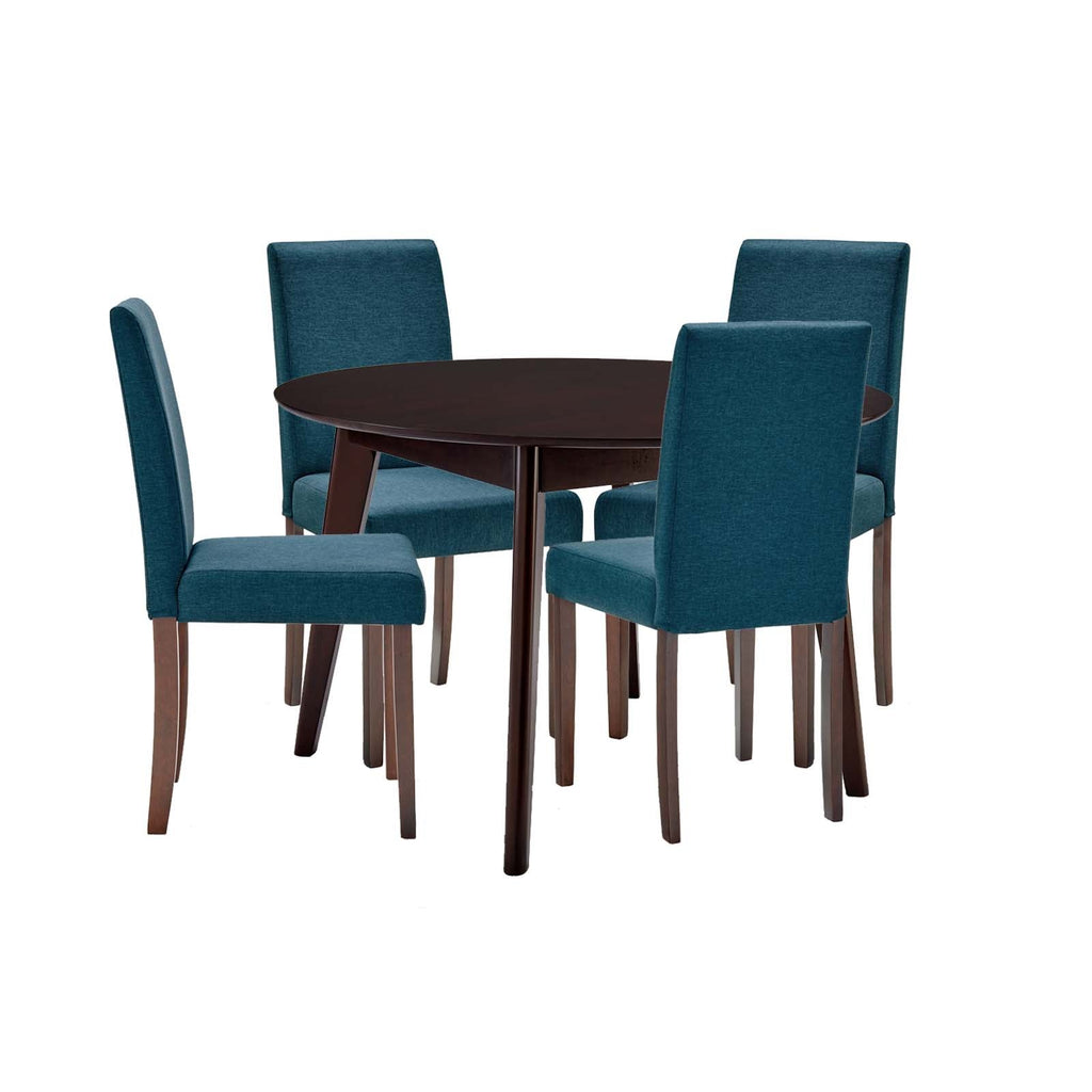 Prosper 5 Piece Upholstered Fabric Dining Set in Cappuccino Blue-1