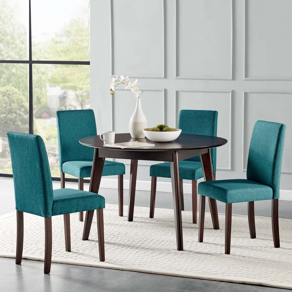 Prosper 5 Piece Upholstered Fabric Dining Set in Cappuccino Teal-1