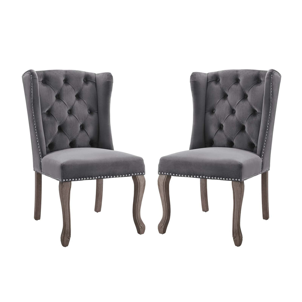 Apprise Side Chair Performance Velvet Set of 2 in Gray
