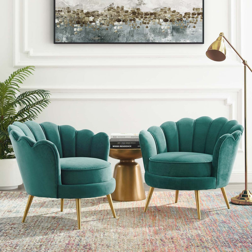 Admire Accent Armchair Performance Velvet Set of 2 in Teal